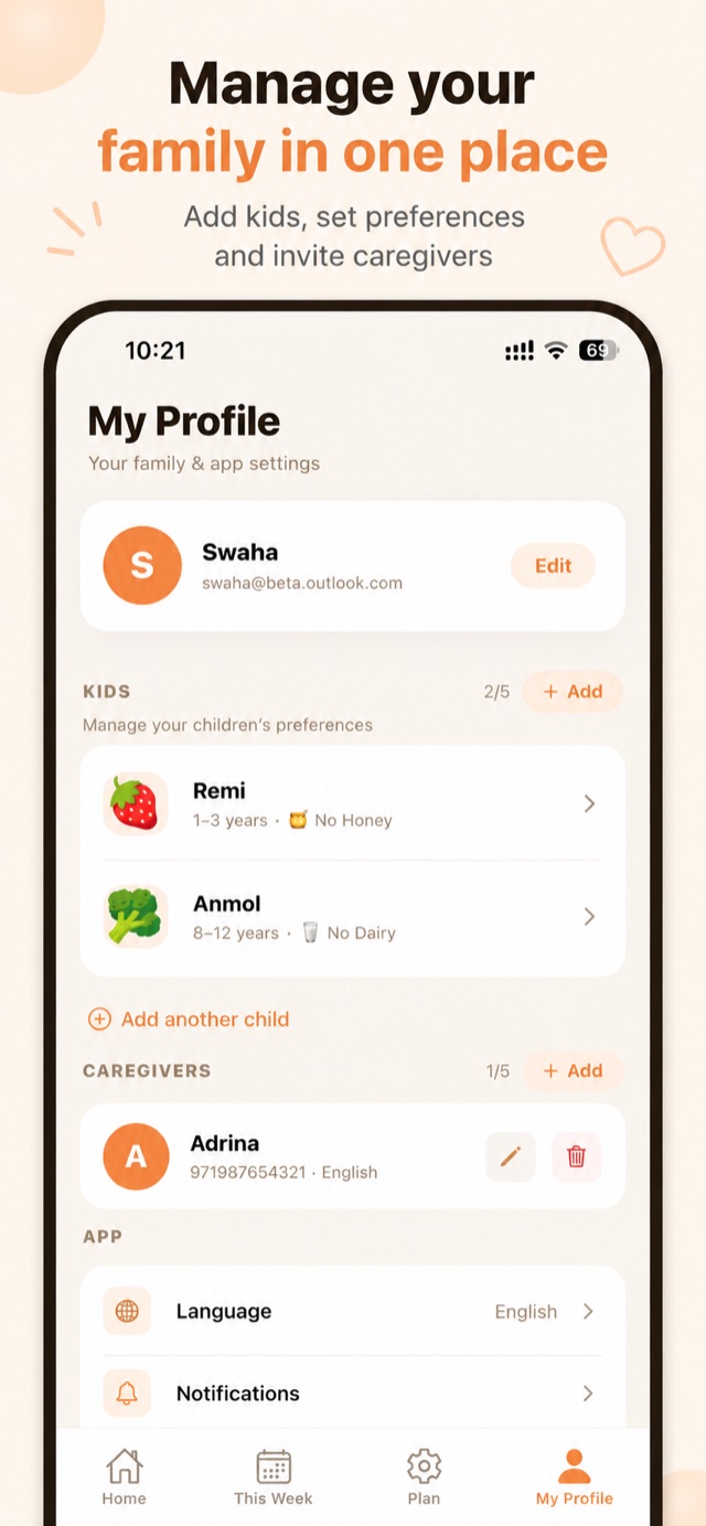 Add kids and family